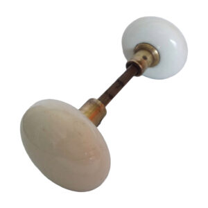 White Enamel Doorknob Set with Bronze Neck