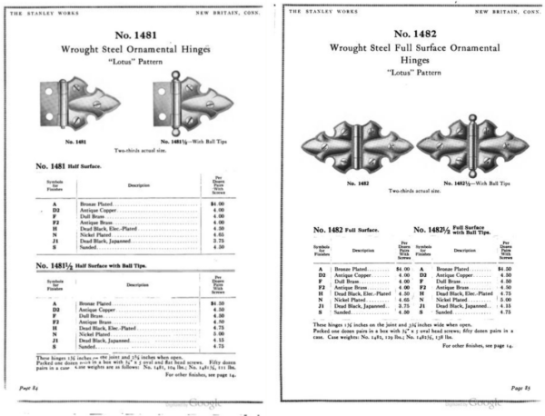 Stanley Sweetheart Half Surface Lotus Hinge