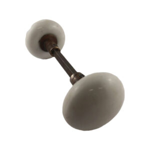 White Enamel Doorknob Set with Bronze Neck 2