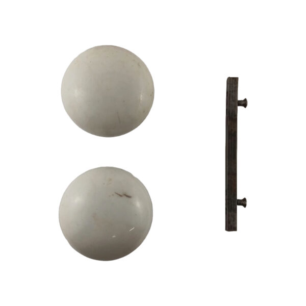 White Enamel Doorknob Set with Bronze Neck 2