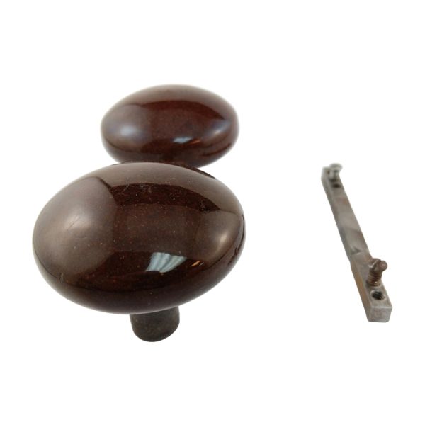 Brown Enamel Doorknob Set 3
