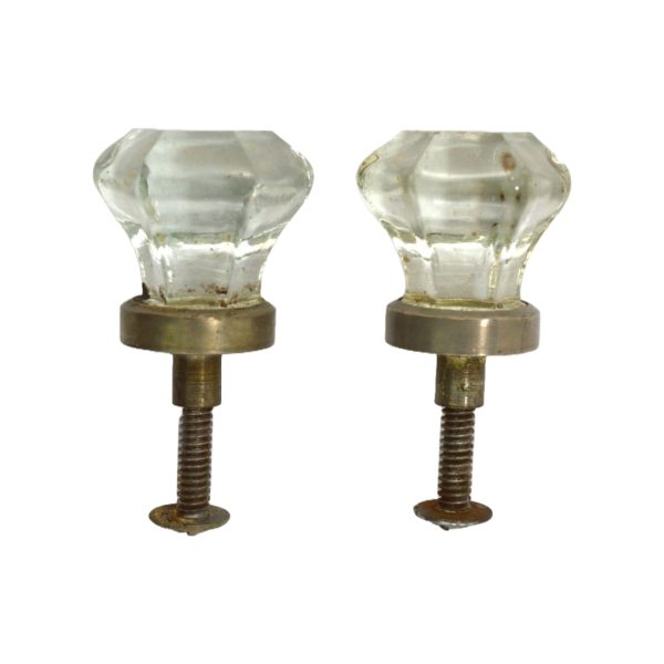 Hexagonal Glass Furniture Knob Pair