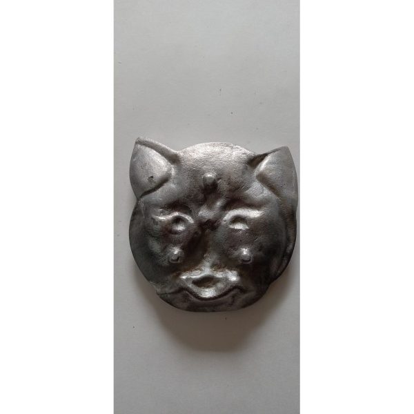 Vintage Pewter Cat Face Trinket Tray