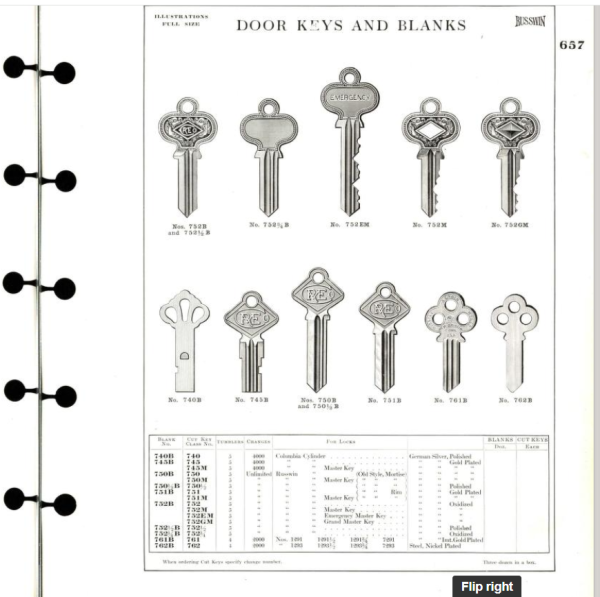 Russell and Erwin Cylinder Key